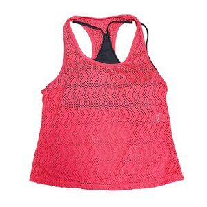 NWT GO by Gossip Sporty Splice Tankini Small Swimsuit Top Sports Bra Coral Gray
